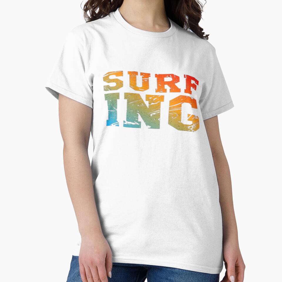 Retro Sunset Surfing Typography - Distressed Ocean Waves Design by maodesigns