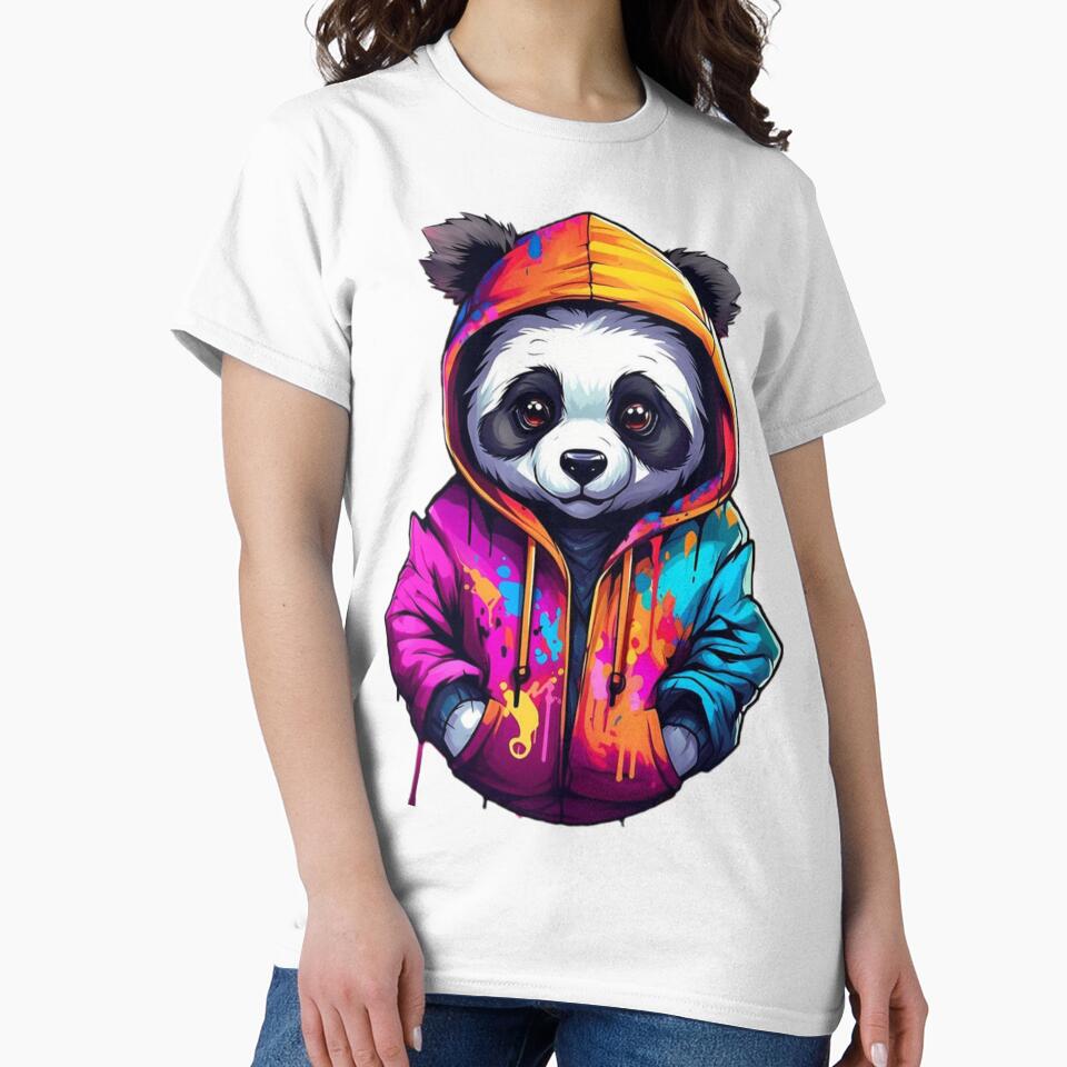 Kawaii Panda Hoodie Sticker – Colorful Graffiti Street Art Style by DzA-stickers