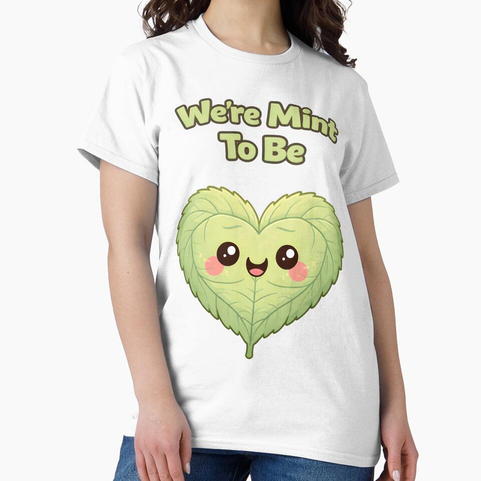 Were Mint To Be Cute Mint Leaf Love Pun Cartoon Design. by The-T-In-Retro