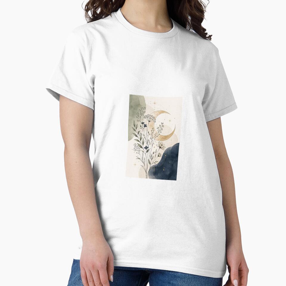 Minimalist Celestial Moon Boho Floral Print by AlexGreaney