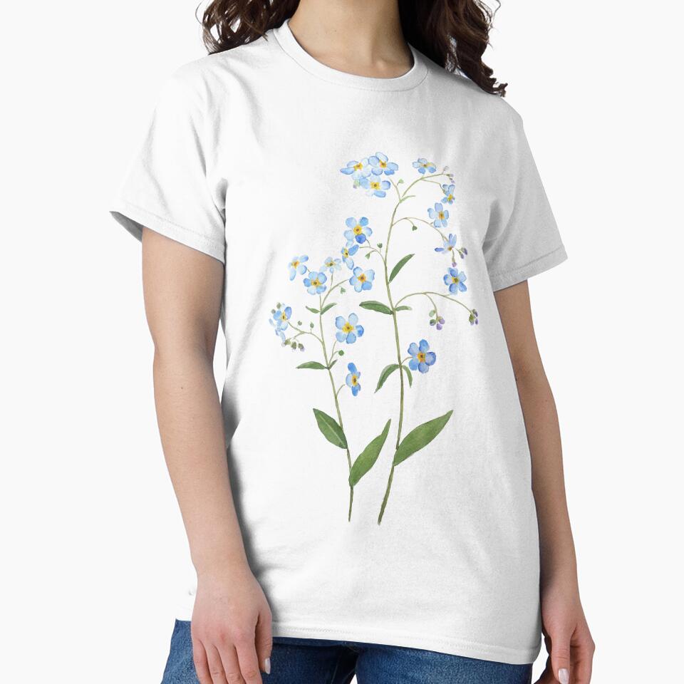 hand painted blue forget me not flowers 2021 watercolor by ColorandColor