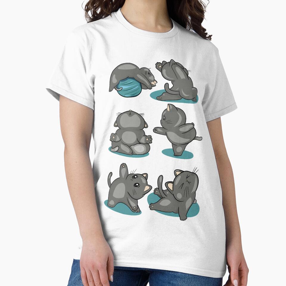 Funny Yoga Cat Sticker Pack - Cute Grey Kitten Doing Yoga Poses by LYAN-STORE