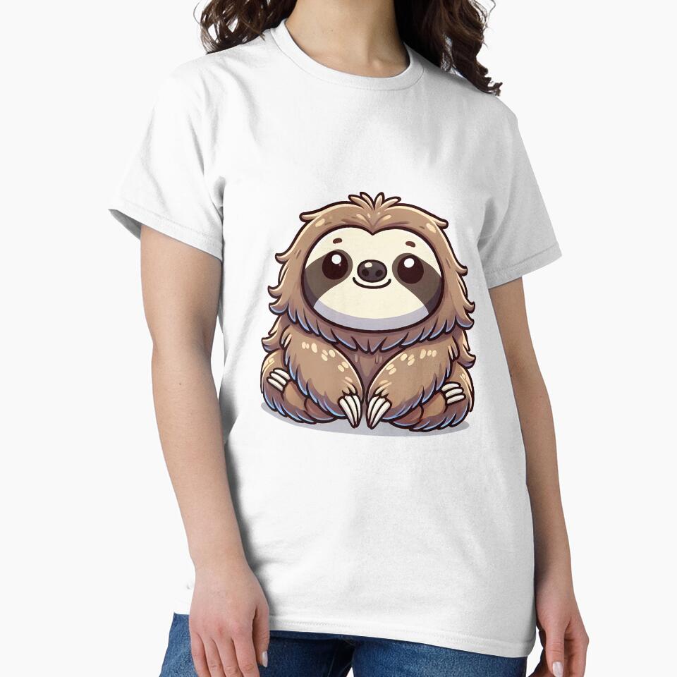 Cute cartoon sloth with a friendly expression and fluffy fur, perfect for children's illustrations. by cave-canvas