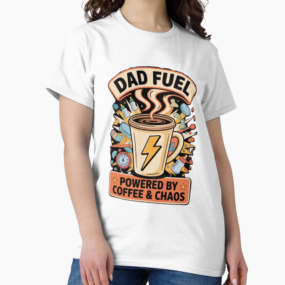 Dad Fuel Coffee Chaos Funny Quote Art by ibobo4656