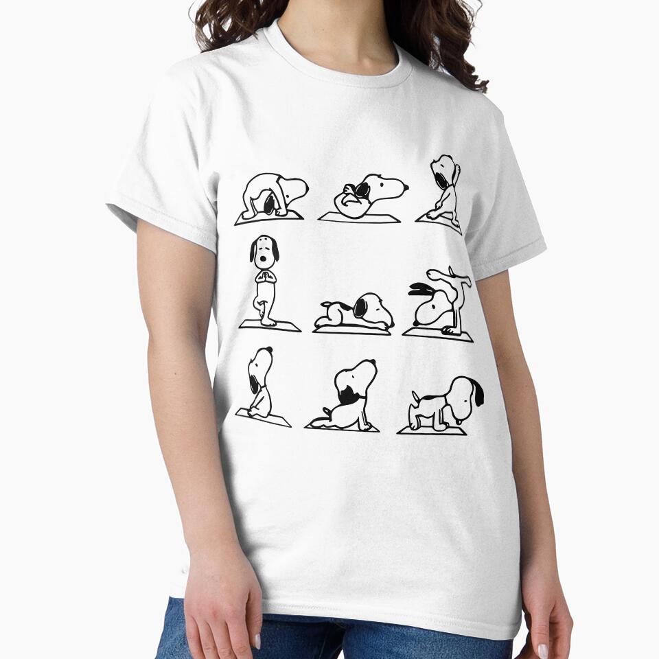 Cartoon Dog T-Shirt – Cute Beagle Buddy Yoga Dog Poses Graphic Tee for Men Women by jenniferkimbal