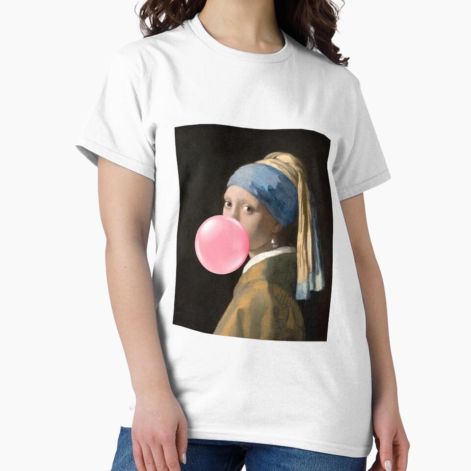Girl with a Pearl Blowing BubbleGum by PopfoxStudio