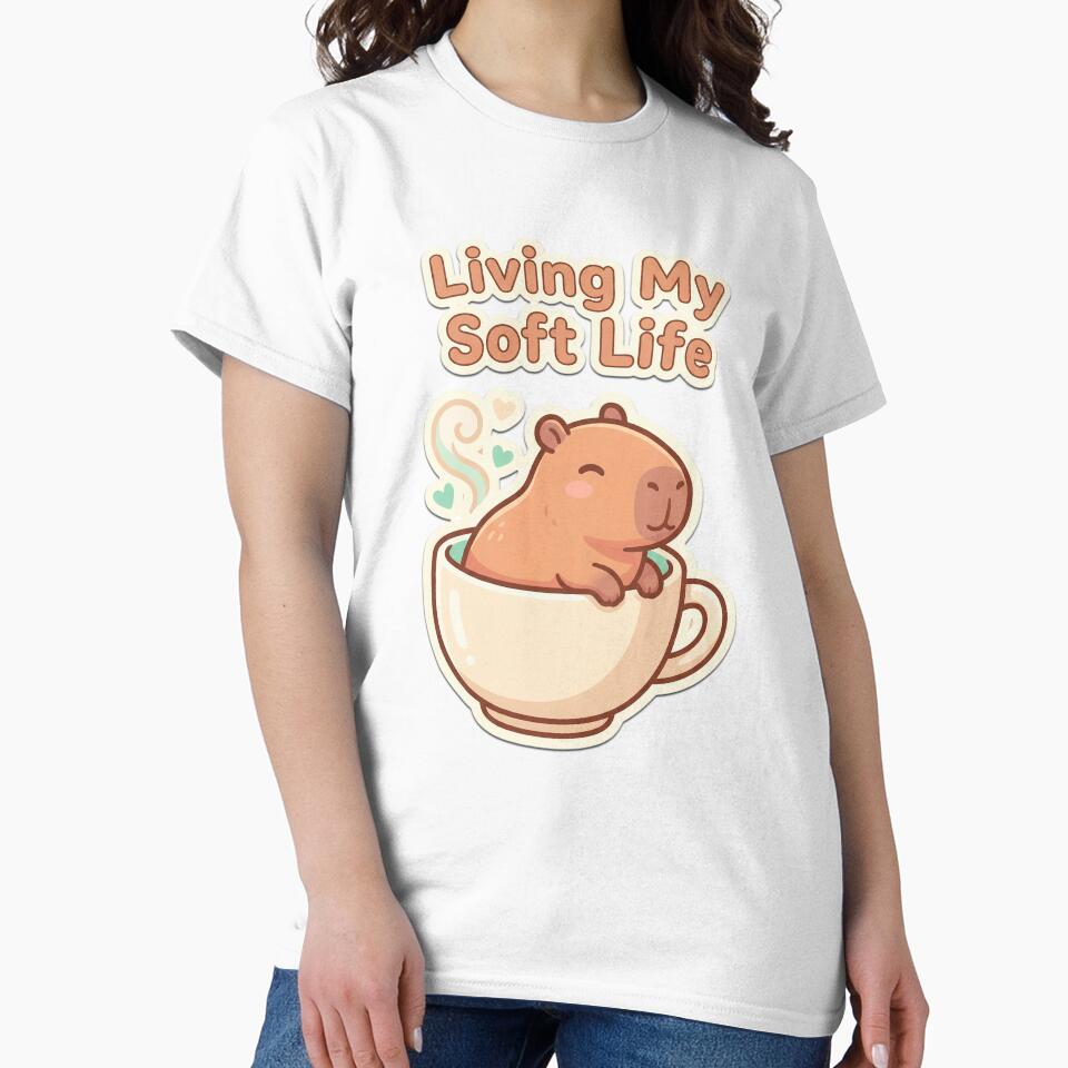 Living My Soft Life Capybara – Cozy Self Care Aesthetic by Visual Dept.