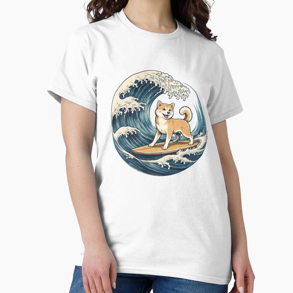 Dog on surfboard Kanagawa Japanese Surfing Wave by SOUFIANE1991