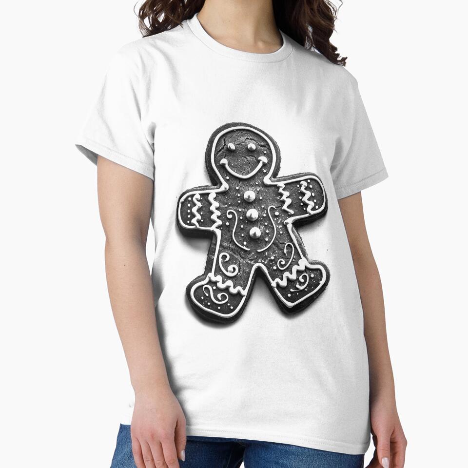 Gingerbread Man Cookie – Black and White Christmas Illustration by inkoutninja