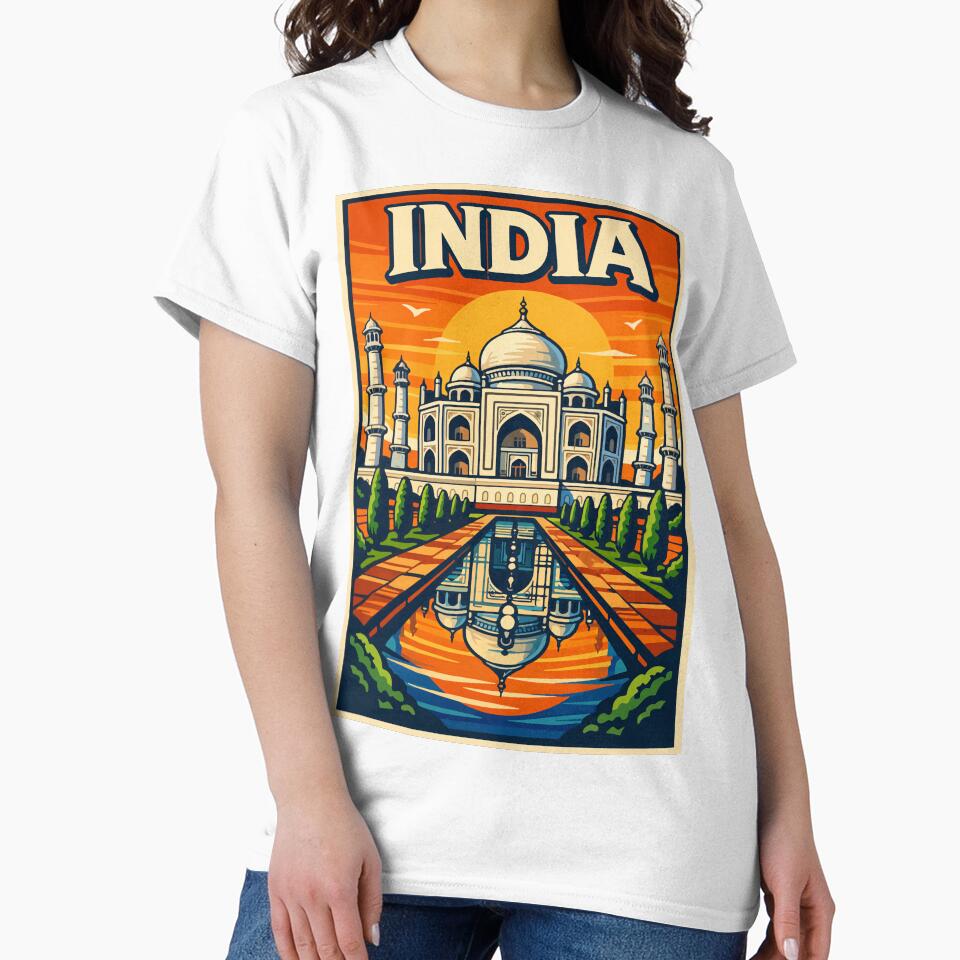 Vintage India Travel Poster: Taj Mahal Agra Art by arfindo-indra
