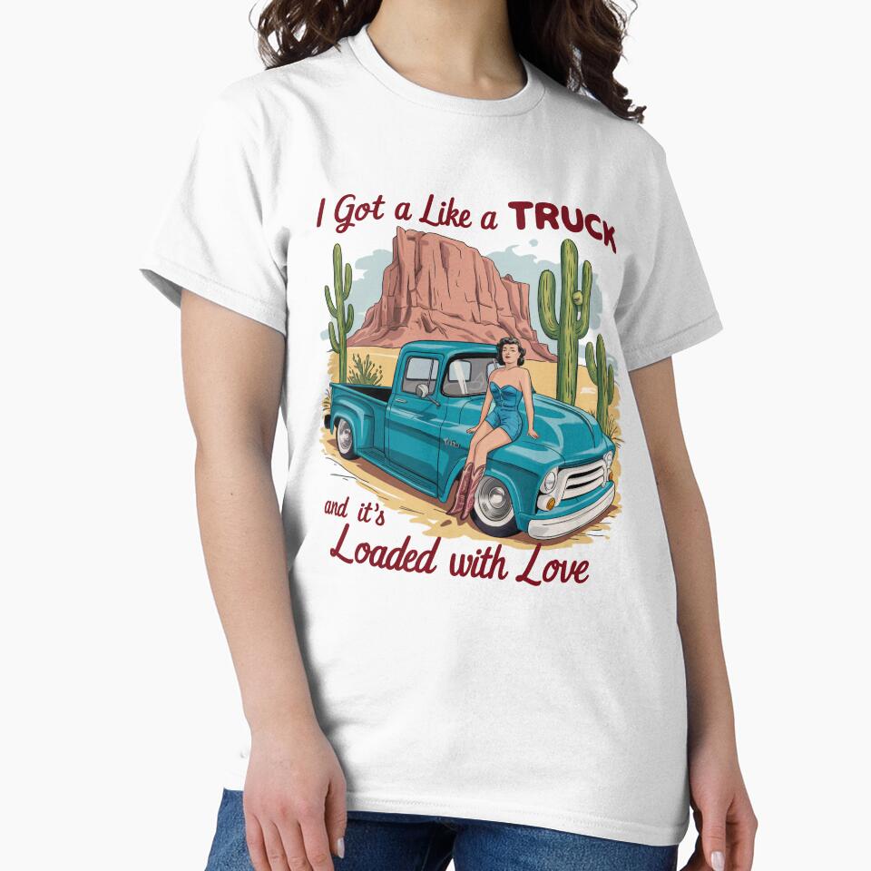 Vintage Pin-Up Girl and Classic Truck - Loaded With Love Design by Charlietule