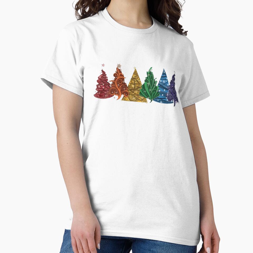 Aesthetic Colorful Abstract Christmas Trees Illustration with Whimsical Swirls and Festive Holiday Charm by QuotinTs