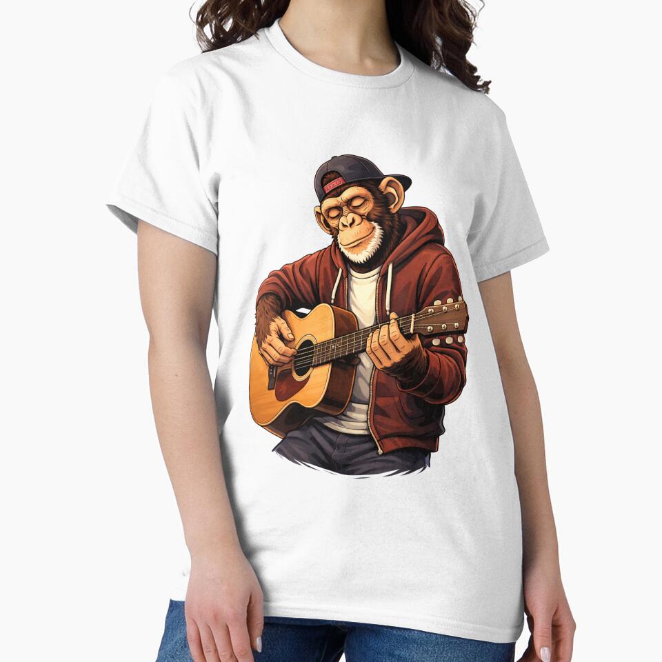 Cool Guitar Player Monkey – Relaxed Musician Lifestyle Streetwear Animal Art by ColorSplash123