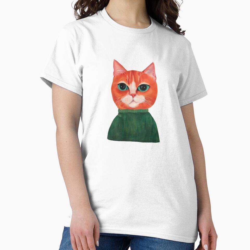 Funny Orange Cat Digital Artwork by RayanaArt