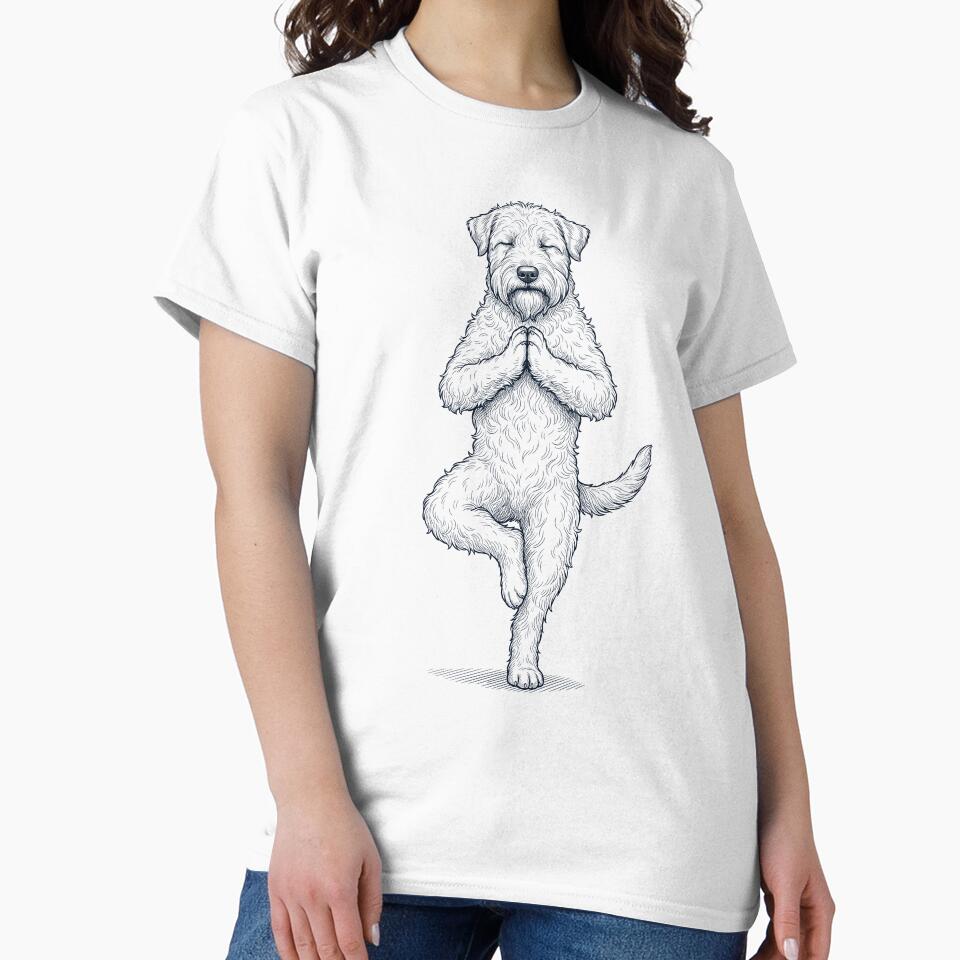 Vintage Soft Coated Wheaten Terrier Yoga Tree Pose Dog Mom Lover by TerryConnells