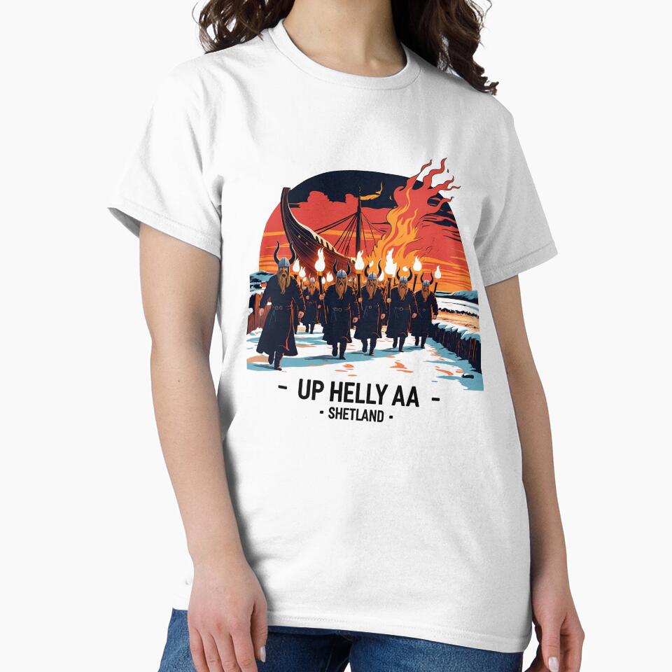 Up Helly Aa – Viking Fire Festival Scotland | Retro Burning Ship Sunset Art by LoliDesignShop