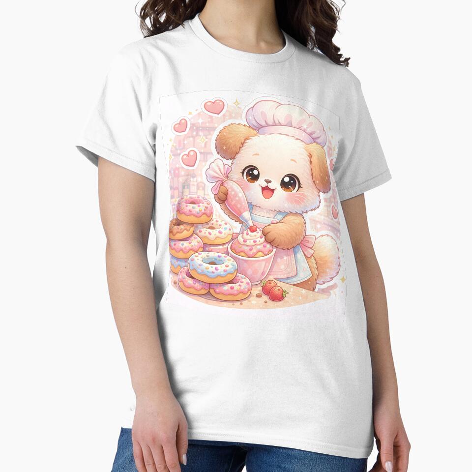 Kawaii Puppy Decorating Donuts – Cute Pastel Bakery Dog Dessert Sticker by Furfolkz