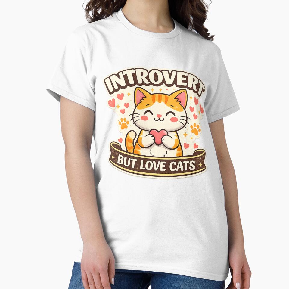 Introvert But Love Cats Cute Cat Lover Funny Cat Mom Design by BSSCREATIVES