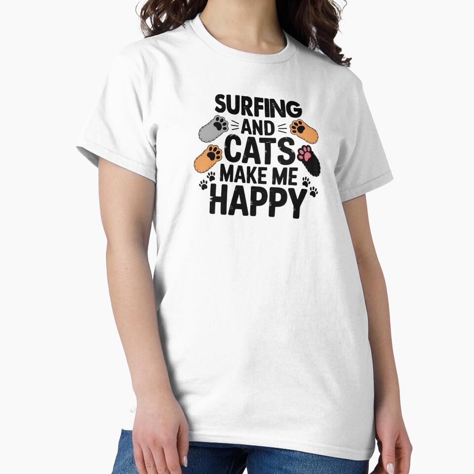 Surfing And Cats Make Me Happy - Funny Surfing Cats Lover by Oussinc
