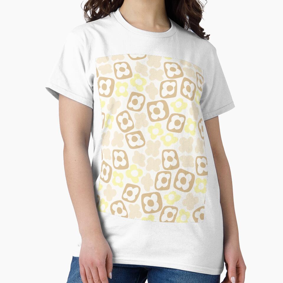 BOHO BOXY MODERN FLOWER PATTERN PASTEL YELLOW BEIGE by blomastudios
