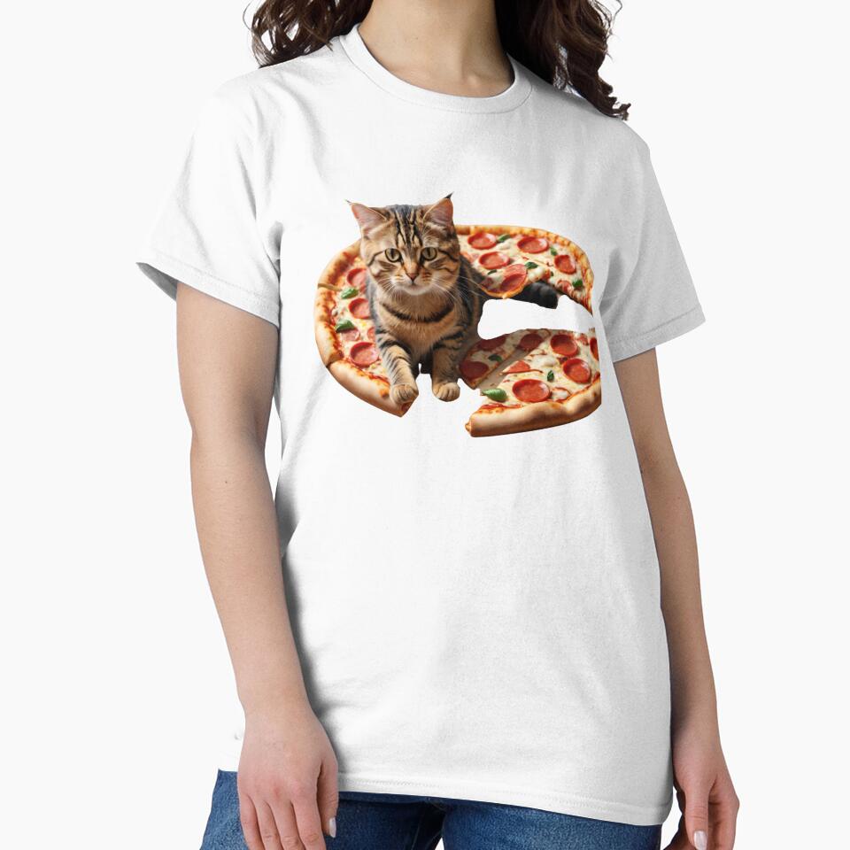 Funny Kitten Food Lover Foodie Pizza Hungry Cat by LEILA ART SPACE