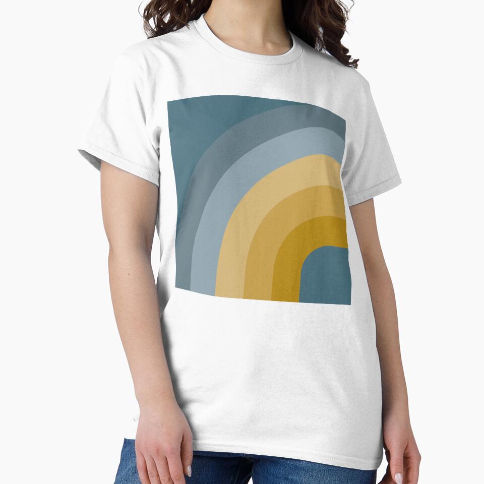 Mid Century Modern Rainbow - Mustard Gold Green and Dusty Blue by JMgraphic