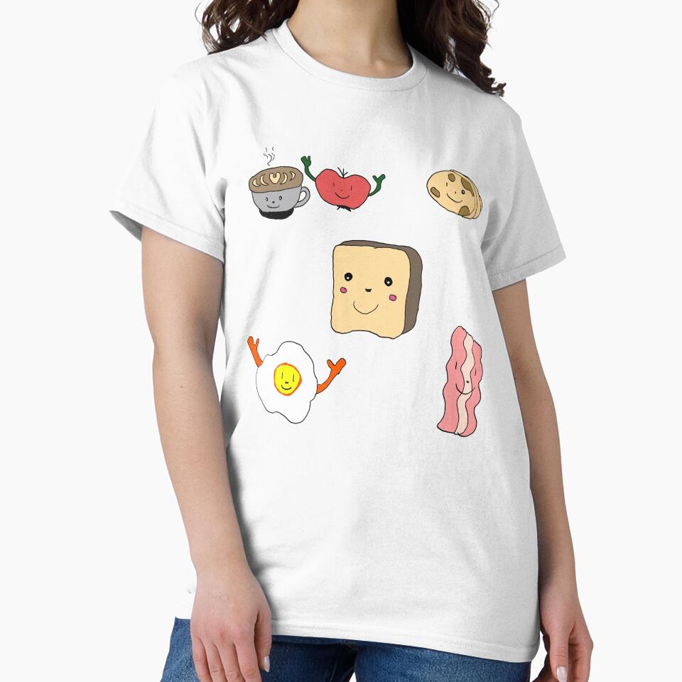 Kawaii Breakfast Friends  Cute Coffee, Pancakes & Eggs Illustration by Najomiartstudio