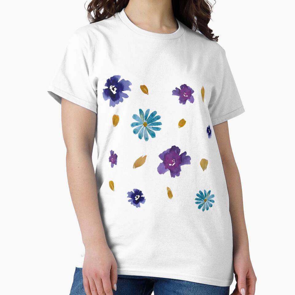 Violet daisy flower peony petal pattern watercolor by Yana Mustafina | Boho Soulful Designs
