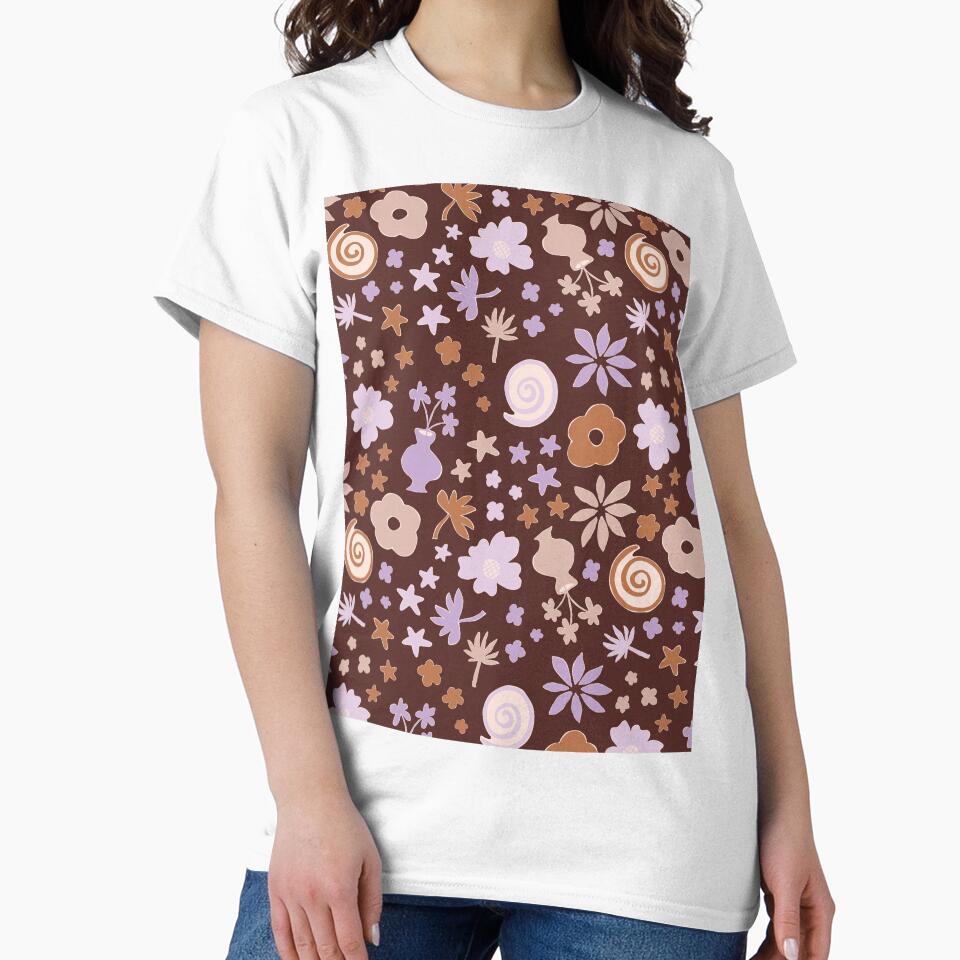 Boho Pastel Lilac Purple Beige Brown Flower Pattern Girls Room by blomastudios