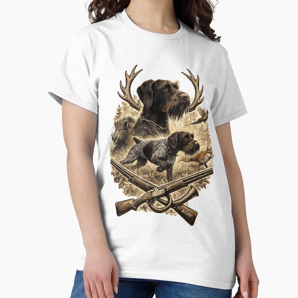 German Wirehaired Pointer Hunting Spirit – Vintage Hunter Dog Illustration by TammyHunterArt