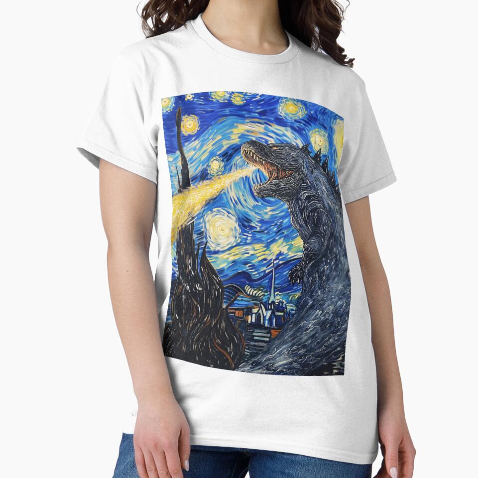 Vincent Van Gojira, Vincent Van Goghzilla, Godzilla Destroying The Starry Night by PrintShangri-La