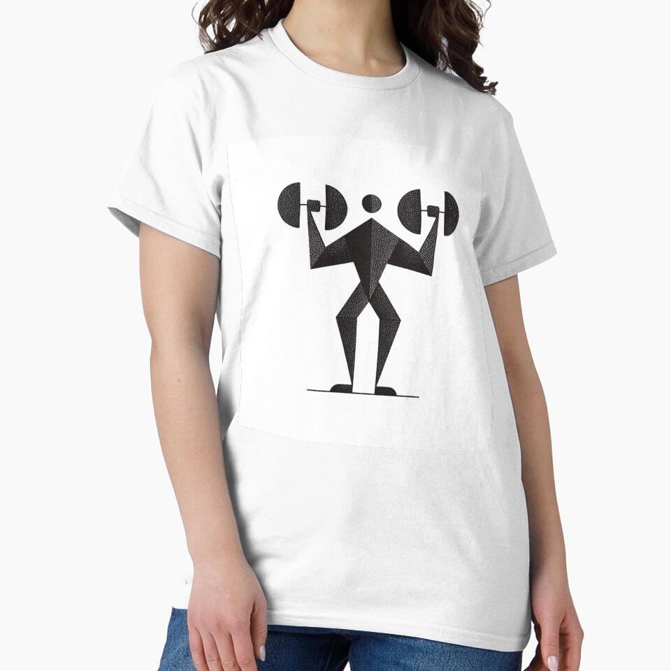 Dotwork Weightlifter Bold | Geometric Fitness Black and White Art by TypoArtPrints