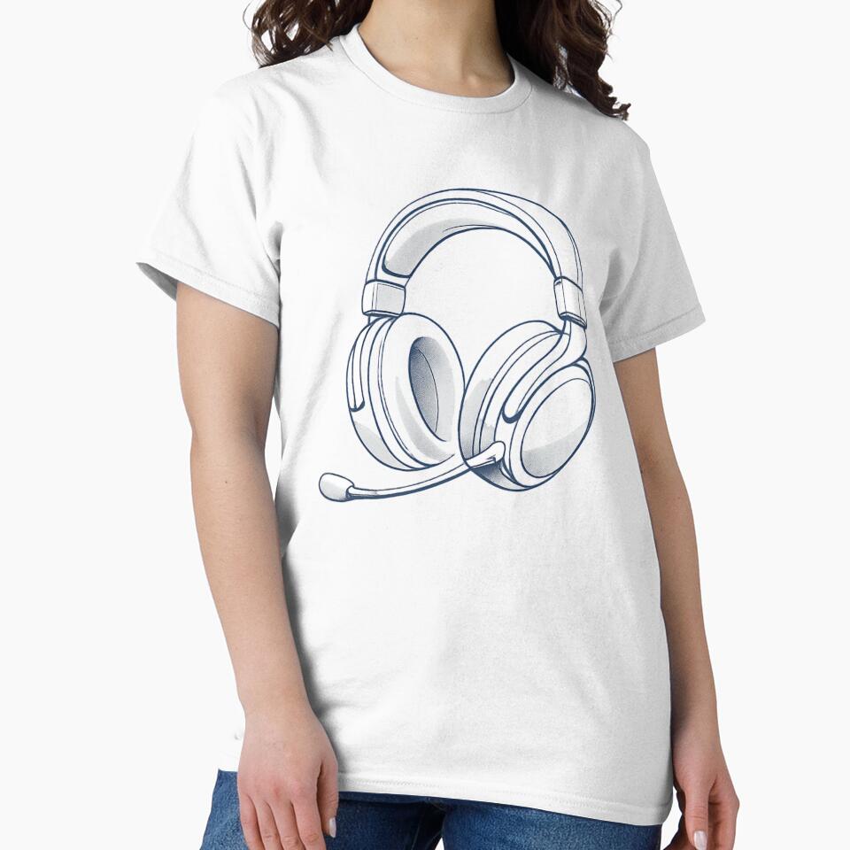Minimal Gaming Headset Line Art by VireonTees