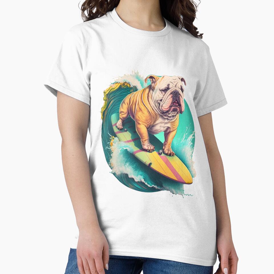 Surfboarding Bulldog by Bill Skraps