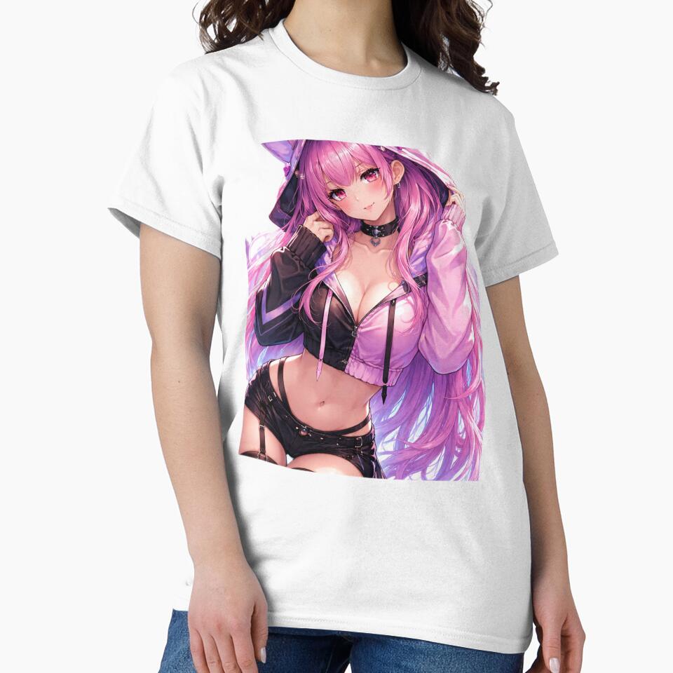Cyberpunk Anime Girl Aesthetic – Pink Hair Waifu Streetwear Style by AnimDream