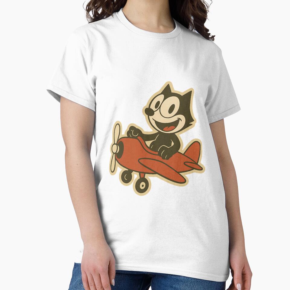 Happy cat on a vintage red airplane by infinitearte
