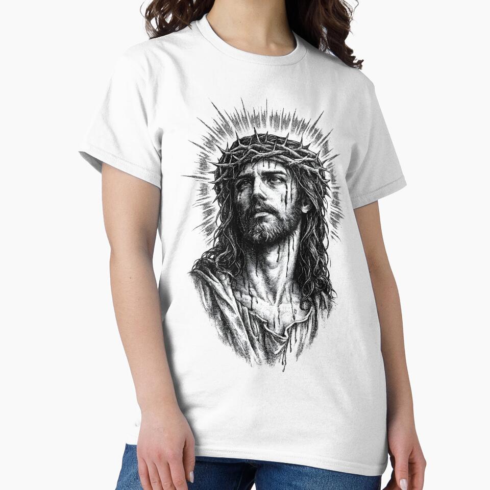 Frontier Faith Christian Tee | DWS Western Gothic Christ Portrait by DraftWorksTee