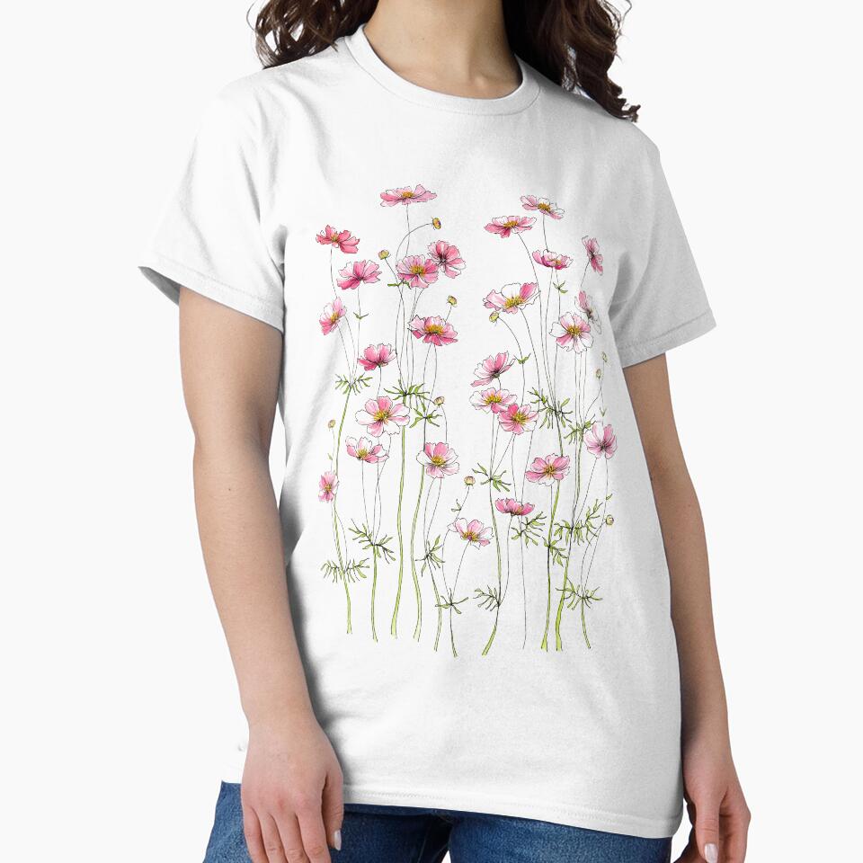 Pink Cosmos Flowers by JRoseDesign