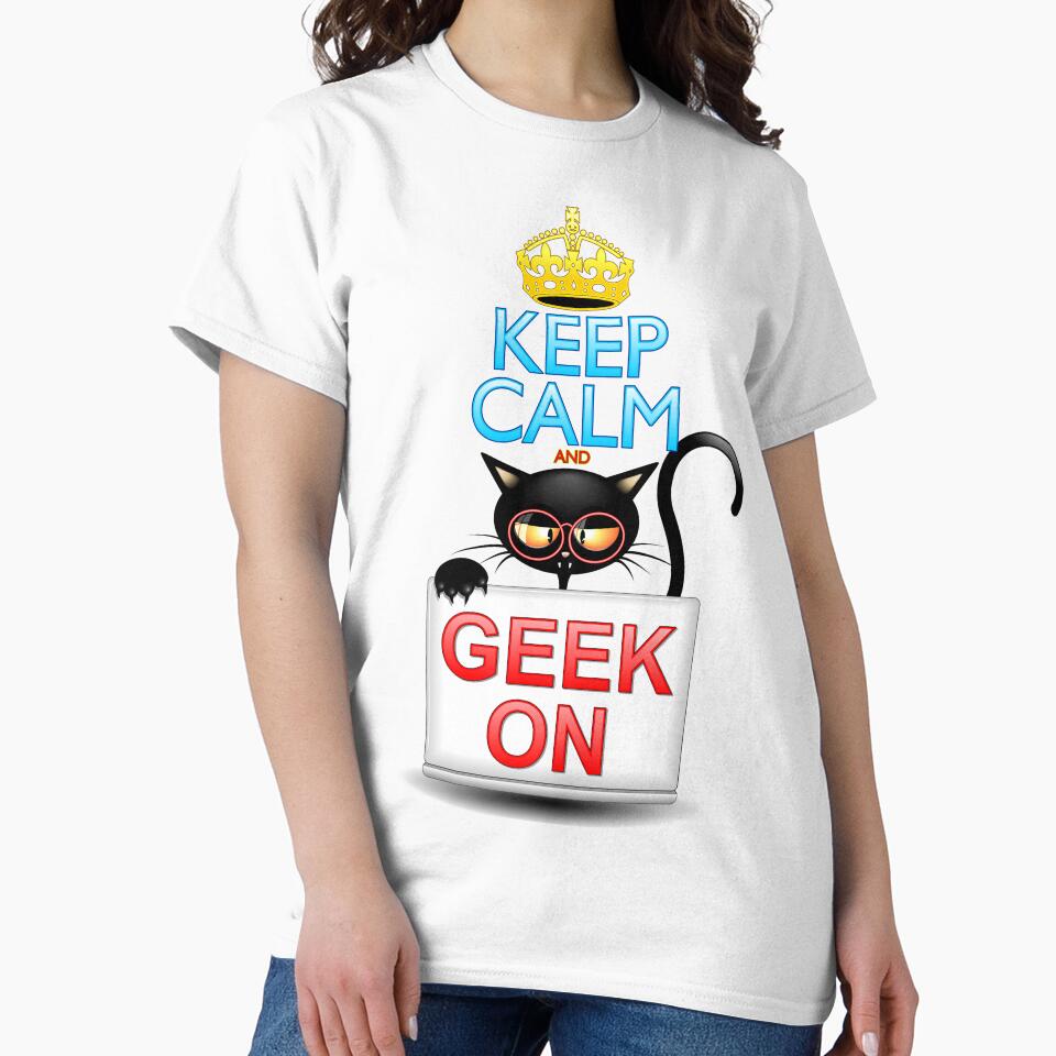 Keep Calm and Geek on! Cartoon Cat by BluedarkArt