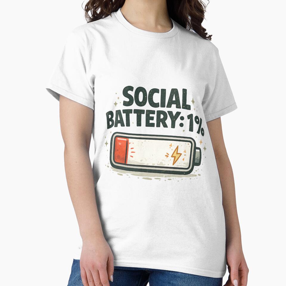 Social Battery Low Funny Introvert by Daily Spark Designs
