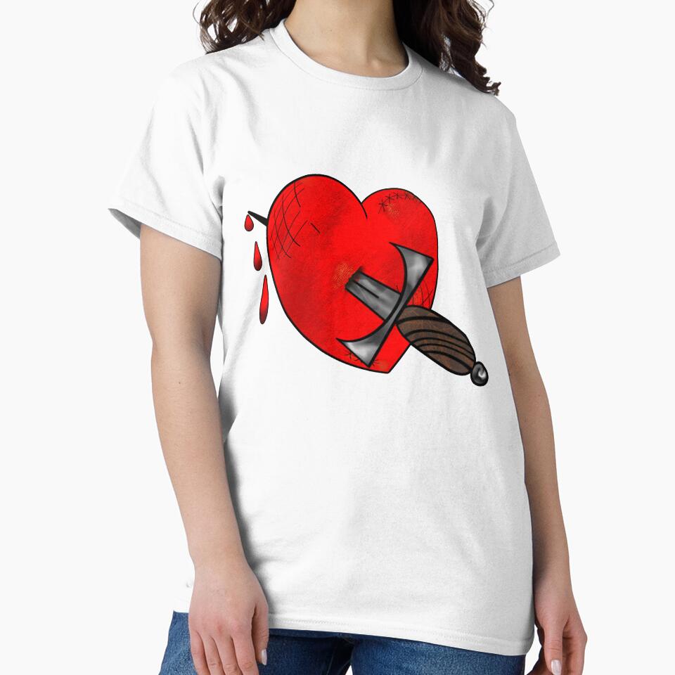 Broken Heart With Dagger Dark Love Illustration by Auntie M