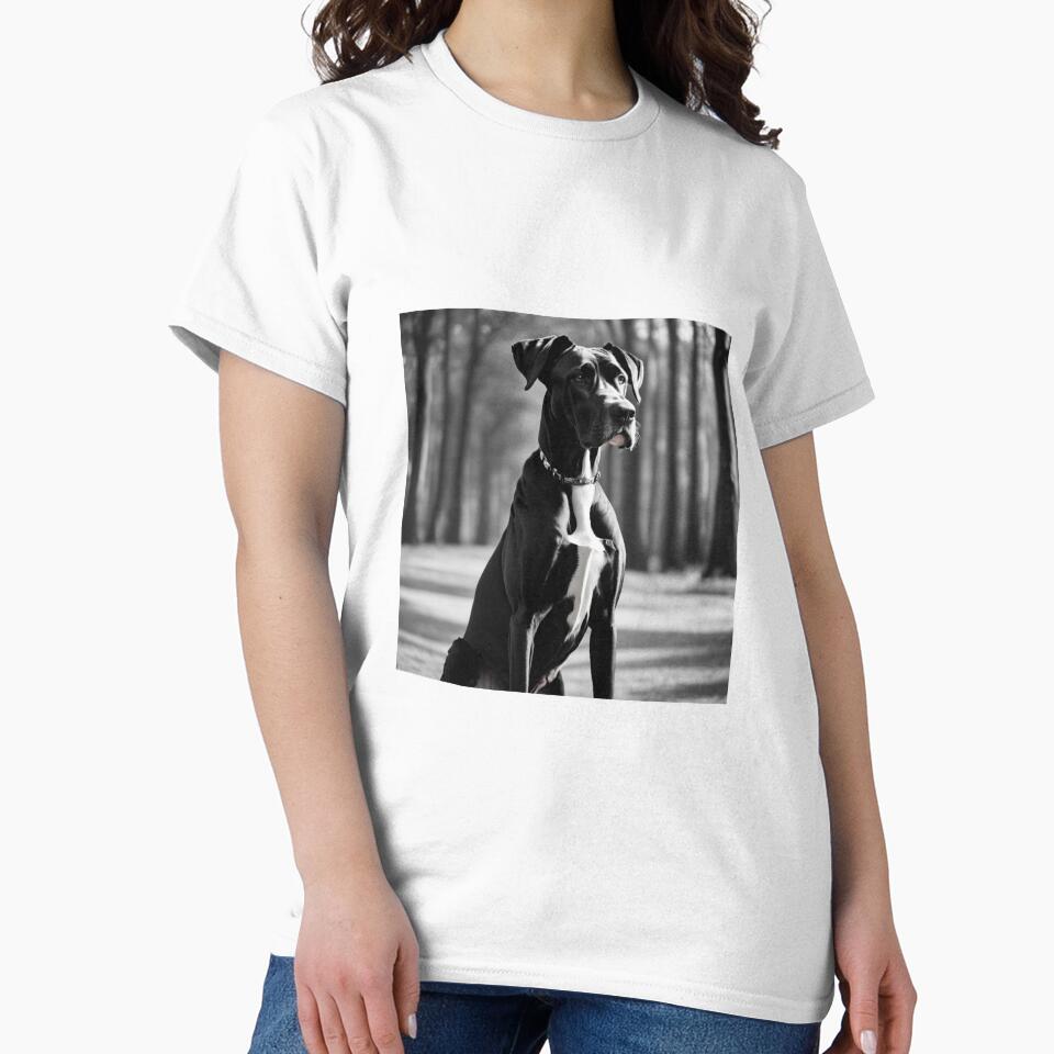 Black Great Dane Minimalist T-Shirt by Trialloja