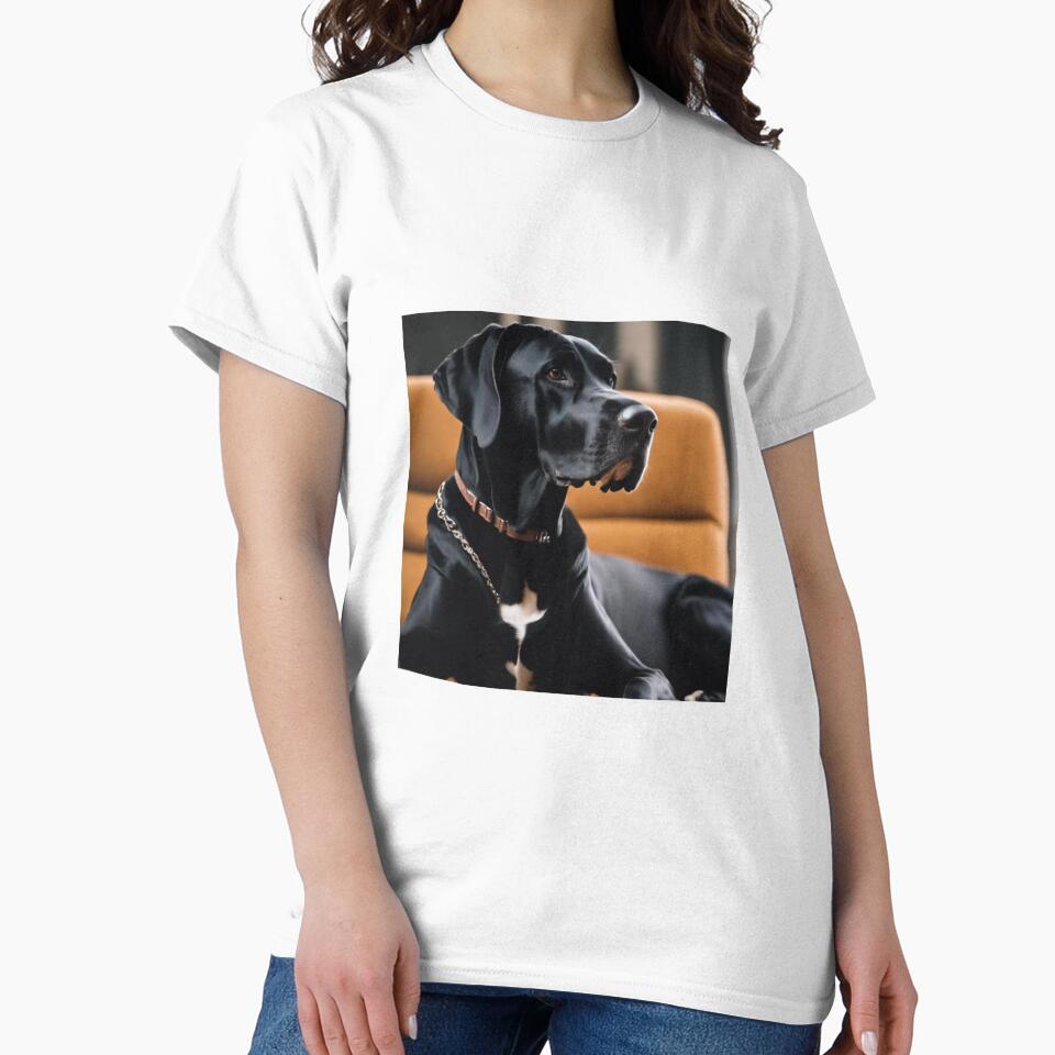 T-Shirt Black Great Dane Minimalist by Trialloja
