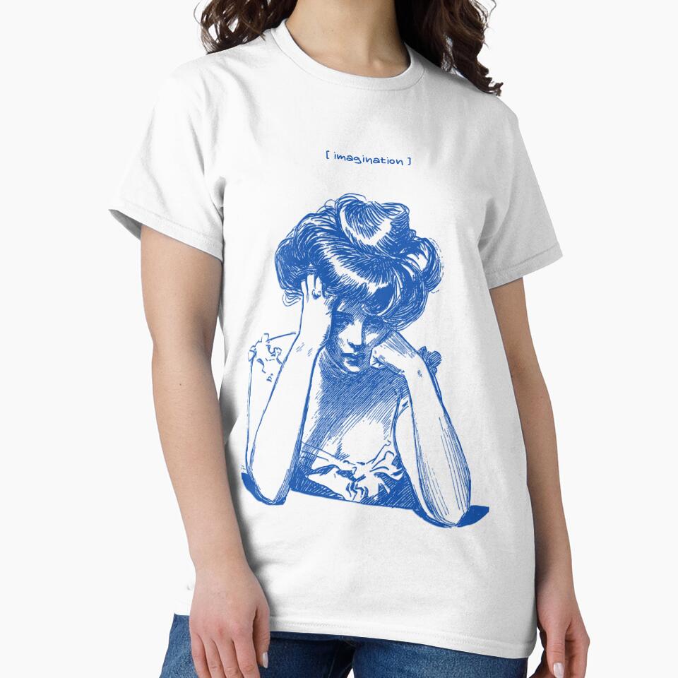 Vintage Minimalist Imagination Tee | Aesthetic Ink Drawing, Portrait of a Woman, Vintage Art by PlanetaA