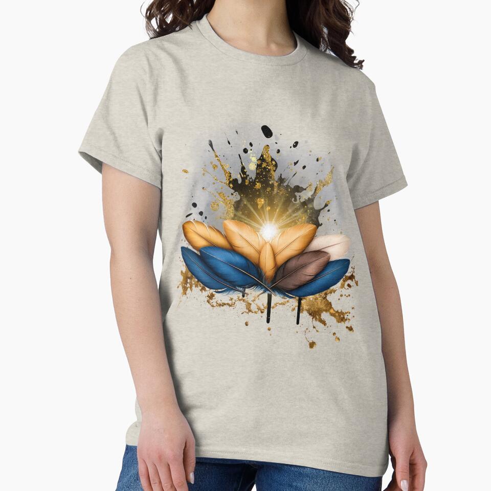 Golden Feather Boho Art | Luxury Abstract Design by ChenEngEng