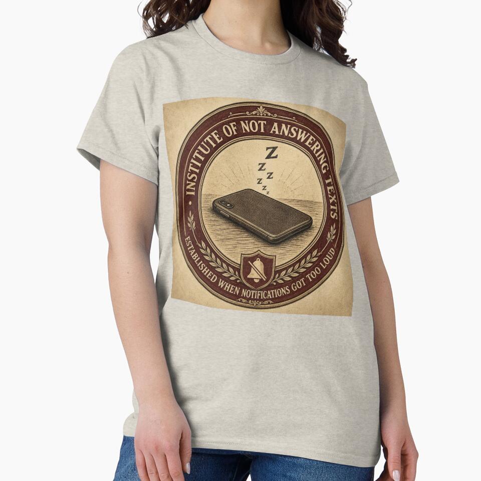 Institute of Not Answering Texts – Funny Fake University Seal | Introvert Phone Anxiety Gift by irfanshikh