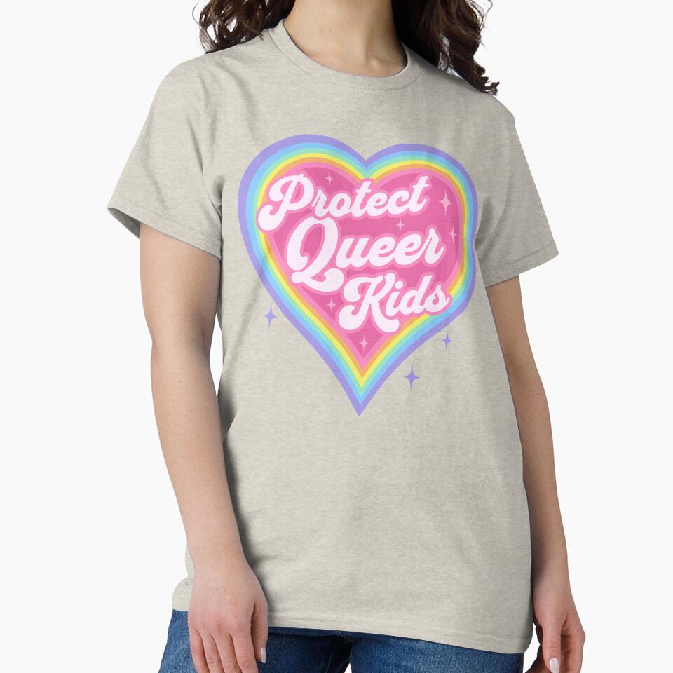 Protect Queer Kids Retro Rainbow Heart LGBTQ Kawaii Cute Gay Pride by PUFFYP