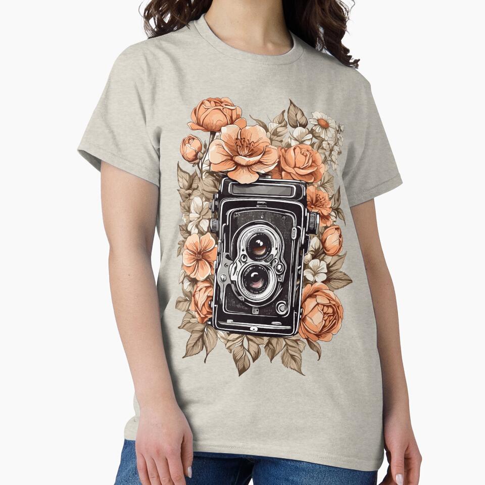 Retro and Vintage Camera Surrounded by Flowers by KesslerMerch