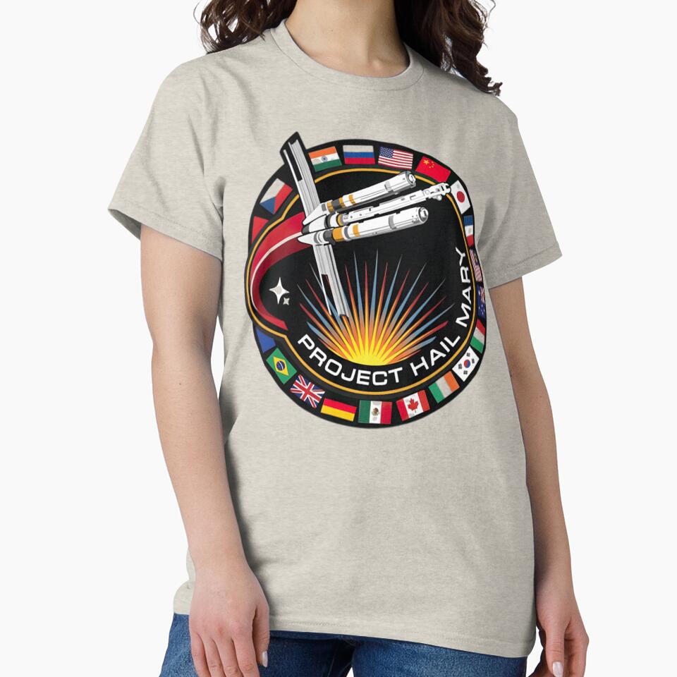 Project Hail Mary Space Mission Rocket Launch Patch Style Classic T-Shirt by Qwertycraftd