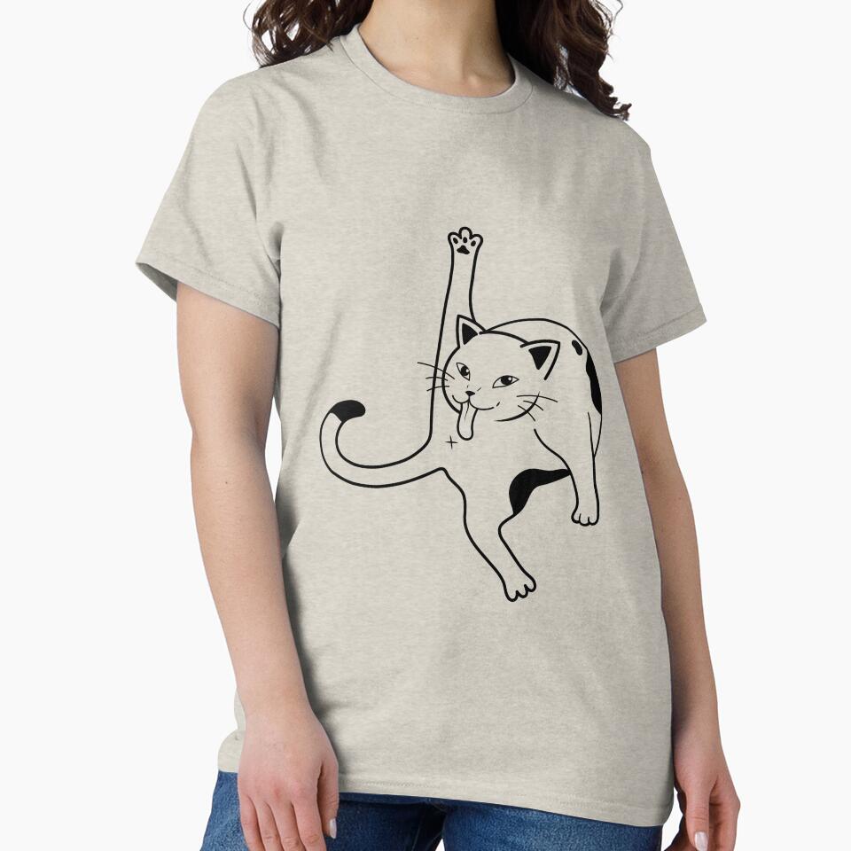 Black and White Cat Licking Itself Funny Cat by Amir  Kaddour